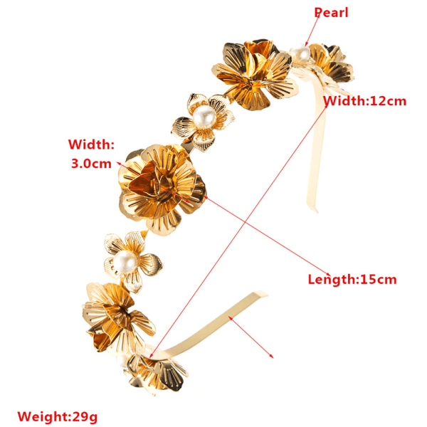 Mode pannband för kvinnor flickor, 3-pack metallic guld fjäril blomma pannband Strass hårband Brudhårbåge bröllopshåraccessoarer