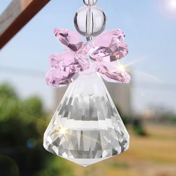 Genomskinlig kristallkula hängande prismor hänge bröllop dörr fönster DIY dekor present rosa
