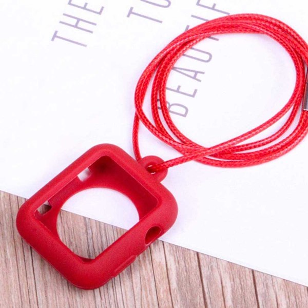 Silikonhalsband Hängsmycke Remskyddsfodral Kompatibelt med Apple Watch Series 5 4 3 2 1 38mm Röd