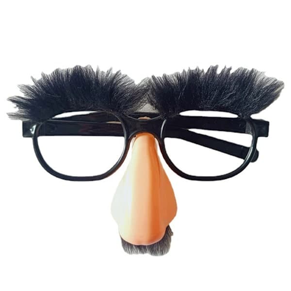 Halloween Kostyme Briller og Bart Morsom Voksen Stor Nese Fe Hvit OneSize Hvit White