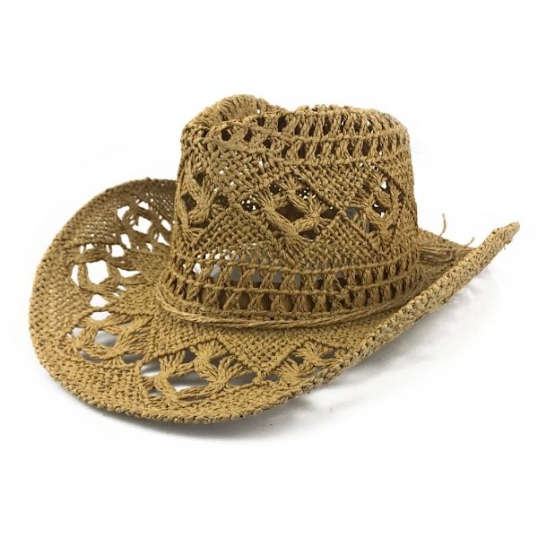 Cowboy Bred Brätte Sommar Strand Solhatt med Mocka Knyt-Justerbar, UPF50+