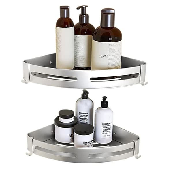 Corner Shower Shelf Bathroom Shelf No Drilling Shower Storage Basket Wall Mounted Silver