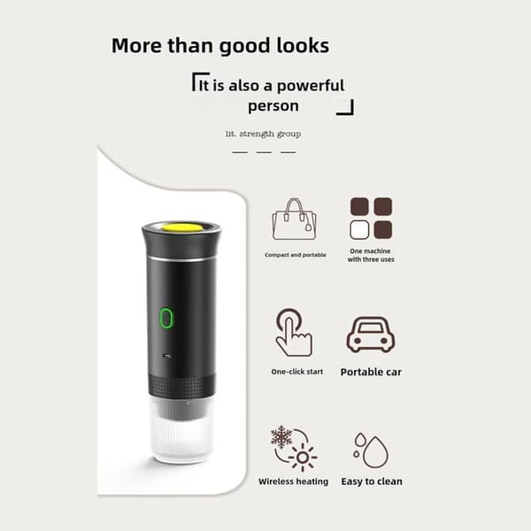 Portable Coffee Maker - Small Electric Coffee Maker with Heating Capsule - Espresso Machine - Black - One Piece