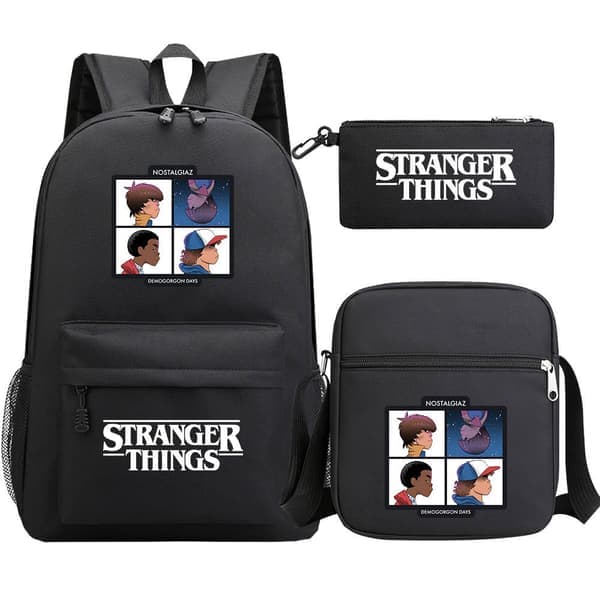 Stranger Things Ryggsäck 3-delat set Student Skolväska Canvasväska 22 3PCS/Set 22