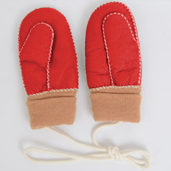 Fleece Toddler Vantar med Snöre 1-3 År Fleece Baby Vantar Vinterfoder Spädbarnsvantar Varma Termiska Handskar Röda