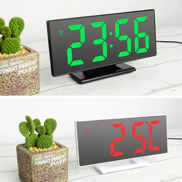 Elektronisk klocka Bordstemperaturvisning Multifunktion Snooze Natt stort nummer Display LED Skrivbordsalarmklockor