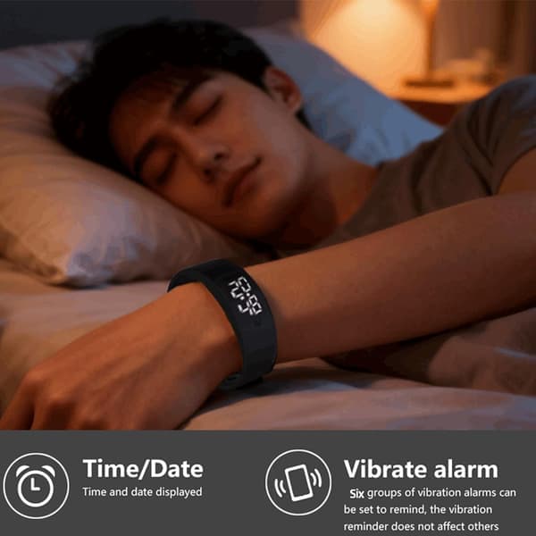 Fitness Tracker ilman älypuhelinta, ei Bluetoothia, ei sovellusta, USB-lataus, askelmittari, urheilukello unimittarilla ja värisevällä herätyskellolla