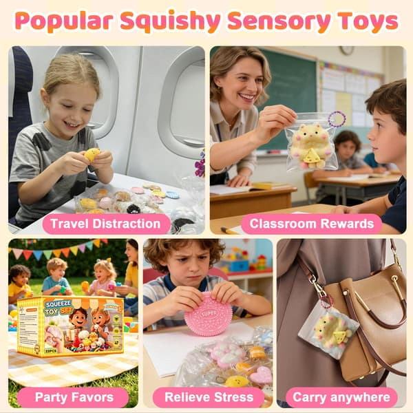 22-delars Taba Squishy Leksaksset, Kattbajs Squishy Pack för Stresslindring