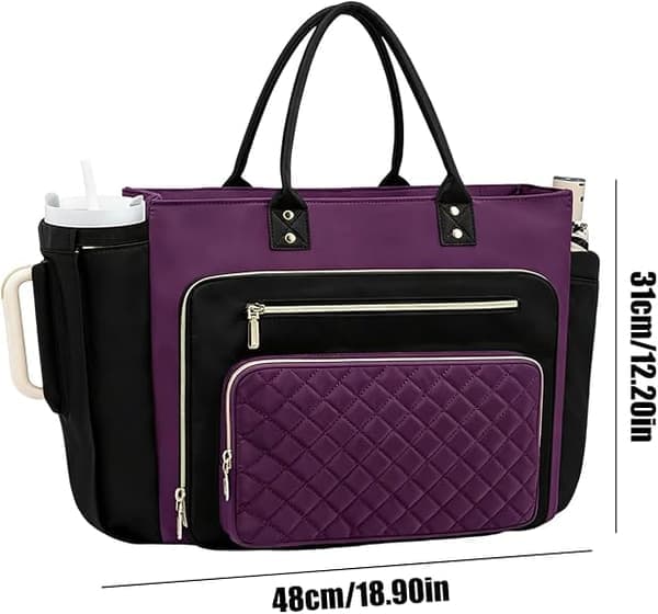 PU Leather Business Office Briefcase Large Capacity 18.9 Inch Computer Teacher Bag with Cup Holder