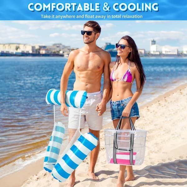 4-in-1 Inflatable Pool Float for Adults Water Hammock Saddle Lounge Chair & Drifter Portable Float for Pool Lake & Beach 2pcs
