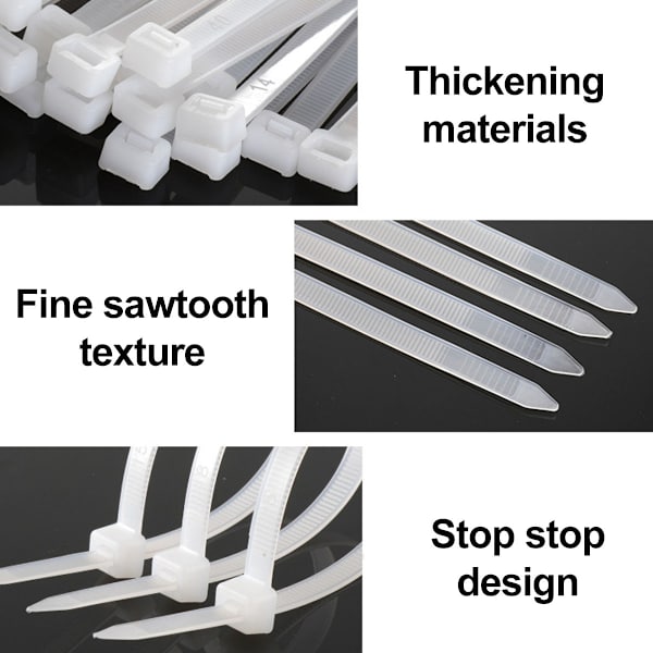 Gocableties Små vita kabelbindare, 150 mm x 3,6 mm, förpackning om 100, 6\" Premium nylonkabelbindare genomskinliga/naturliga, plastband, självlåsande