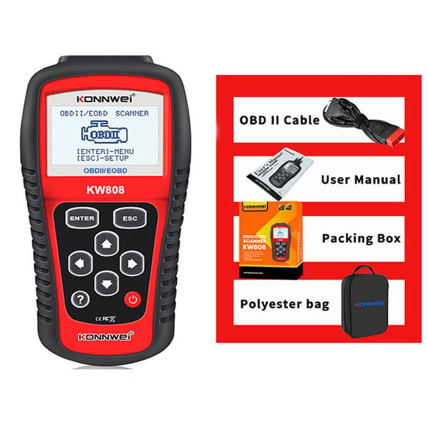 KONNWEI KW808 Auto OBDII Kodeavleser 2,8\" Stor Skjerm OBD2 Skanner Sjekk Bil Motorlys Feilkodeanalysator