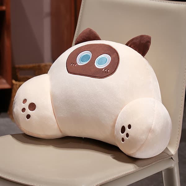 Cartoon Siamese Cat Lumbar Support Pillow - Office, Sofa & Car Pillow for Napping & Comfort Siam