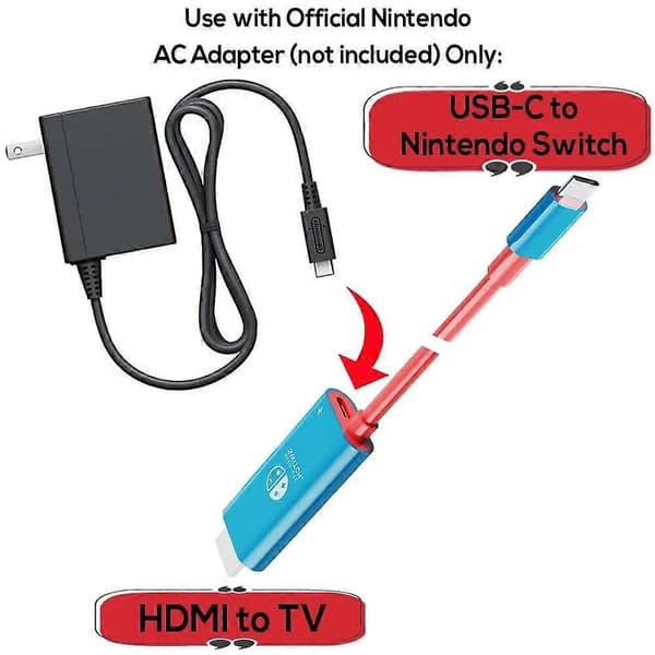 Bærbar Switch Dock USB Type C til HDMI Konverteringskabel til TV Dockingtilstand Kompatibel med Nintendo Switch, Steam Deck black