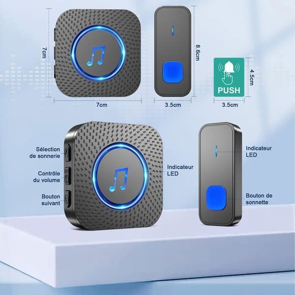 Wireless Doorbell, 400M Long Range Outdoor Waterproof Electronic Doorbell, Chime Kit with Plug-in Receiver