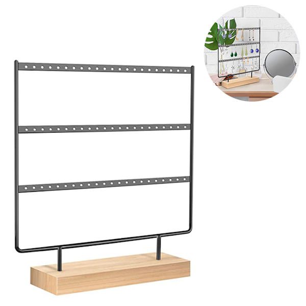 Örhängehållare Stativ 3-Tier Örhänge Organizer Stativ Display med Trä Förvaringsbricka Skrivbord Armband Smyckeshållare för Kvinnor