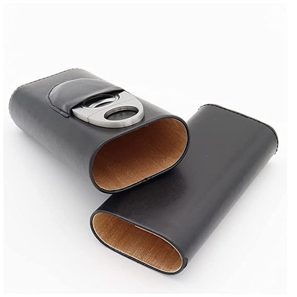 3 Finger Humidors Läder Cedar Fodrad Cigarr Humidor Silver Cigarr Cutter