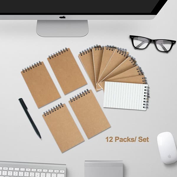Pocket Notebooks Set of 12, Office Style Mini Notebook, Small Pocket-Sized Notepad, College, Work or School.