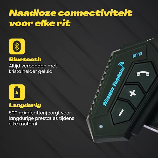 ING Motorcykelhjelm Headset Bluetooth, Med Mikrofon til Hjelm, Vandtæt, Universal Pasform