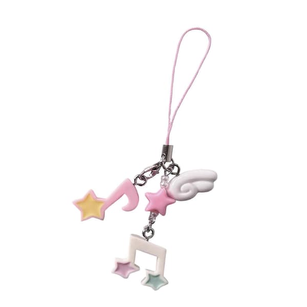 Star Charm Keychain Phone Strap for Mobile Devices Alloy Plastic Design Beaded Chain Secure Loss-Proof Functionality Rose Red