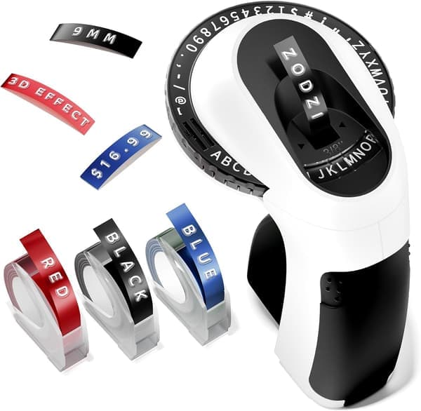 Embossing Label Maker Manual Retro Label Maker for Home DIY Crafts & Scrapbook Supplies with 3 Rolls 9mm 3D Label Maker Waterproof Tapes