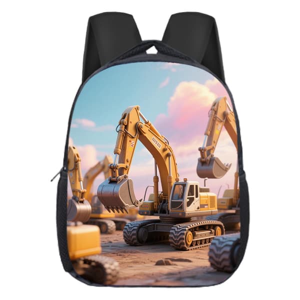 Excavator Preschool School Bag Kids Printed Backpack Shoulder Bag-3