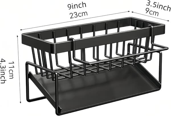 Sink Organizer - Sponge & Dish Soap Holder with Drying Rack, Rustproof Storage Tray for Countertop