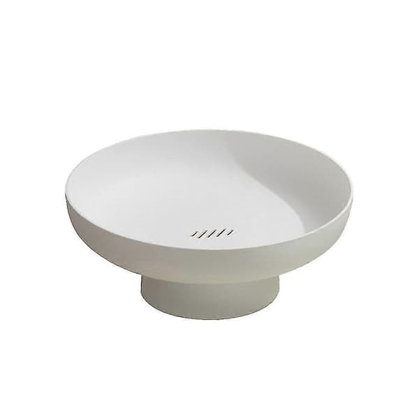 Portable Fruit Drainage Bowl High Base Fruit Basket Decorative Fruit Holder White White 26.5X26.5X11.5CM