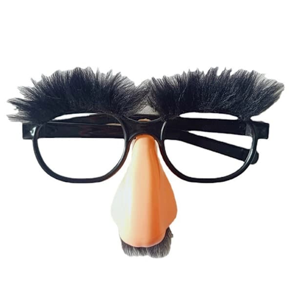 Halloween Kostyme Briller og Bart Morsom Voksen Stor Nese Fe Hvit OneSize Hvit White