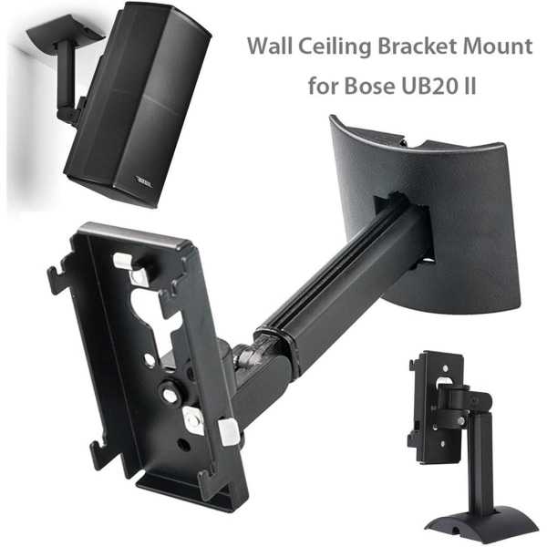 Svart UB-20 väggfäste Series II för Bose Cinemate Lifestyle-högtalare i takfäste, starka och robusta högtalarfästen i stål