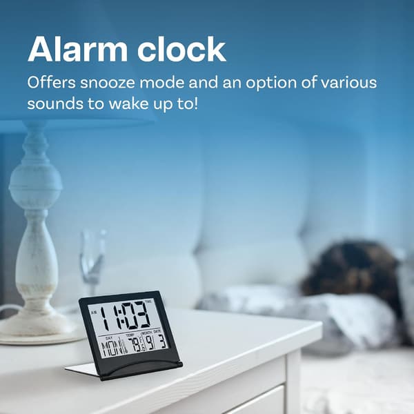 Digital clock foldable travel alarm clock - Compact alarm clock with temperature and date display - Digital alarm clock