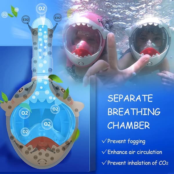 Snorkelmasker för barn, dykmasker, helmasker för barn i åldern 4-12 år (blå) blå
