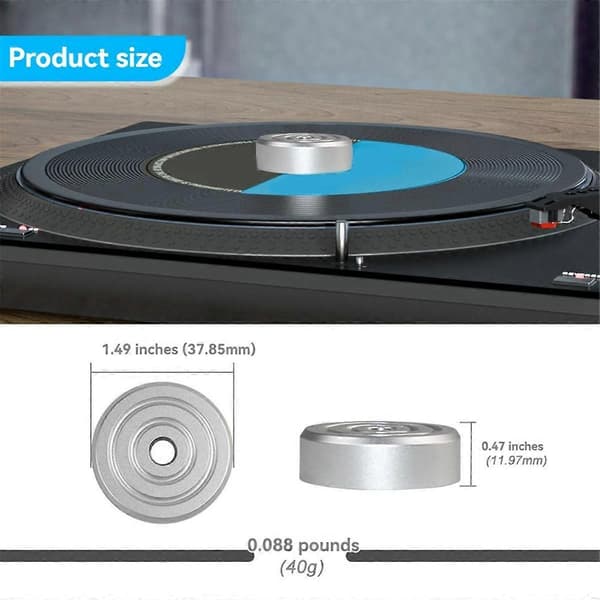 Vinyl Record Weight Stabilizer Disc Balanced Clamp for Turntable LP Player Accessories Silver