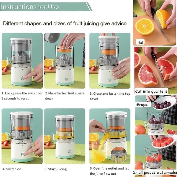 USB Elektrisk Juicer, Genopladelig Bærbar Hjemmejuicer