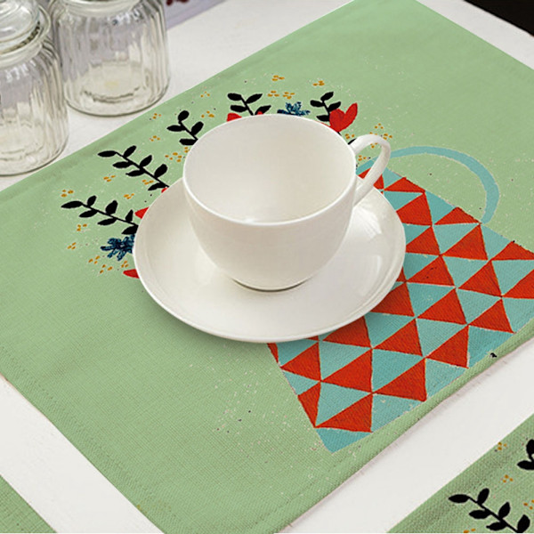 Kruka Växt Tryck Tvättbar Hushåll Bordsartiklar Placemat Värmeisolering Dinning Mat (#3)