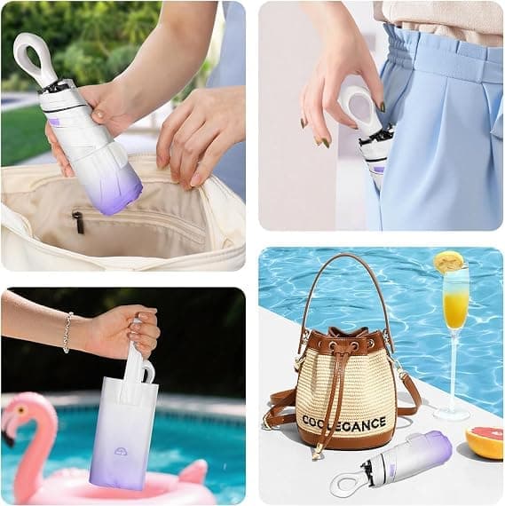 Mini reseparaply UPF 50+, hopfällbart kompakt handväskparaply, lätt UV-skyddsparaply för kvinnor och flickor