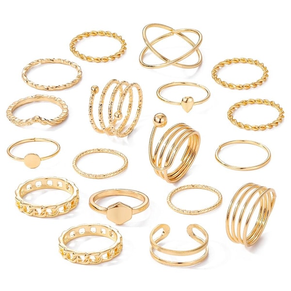 18st Ring Set Knuckle Ring GULD gold gold