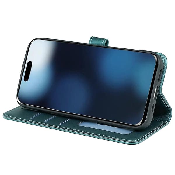 Læder Flip Cover med Kubisk Gitter til iPhone 16 Pro -