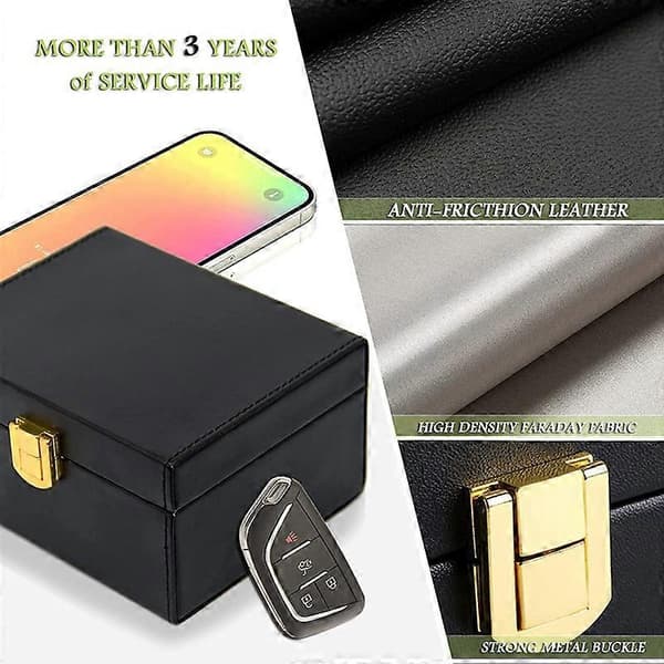 Faraday Box with 2 Signal Blocking Pouches, Anti-Theft Car Key Safe