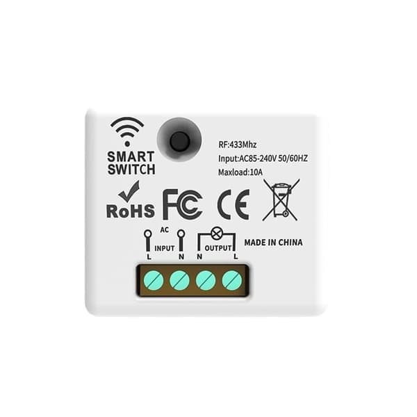 Wireless Light Switch, Battery-Free Wireless Switch 10A 230V 200-2000W, Wireless Two-Way Switch, Wireless Outdoor Switch