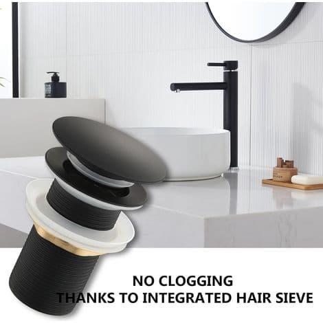 Pop-up sink drain, sink drain without overflow, bathroom basin drain with a 1/4\" hole