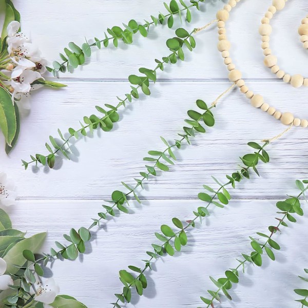 Hängande Eucalyptus Boho Väggdekor Stor Boho Sovrumsvägg Hängande Träpärl Garland Konstgjord Eucalyptus Naturlig Grönska Dekoration, 31 X 35