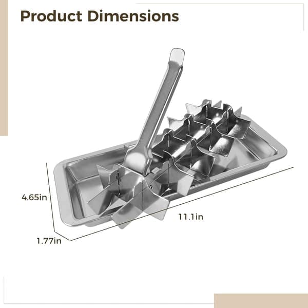 Stainless Steel Ice Cube Tray with Easy Ice Release Design; Includes a Removable Divider with Handle.