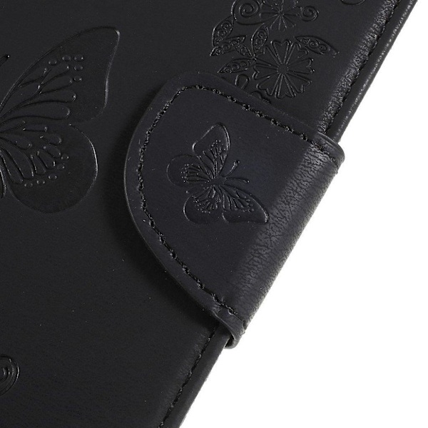 Butterfly läder Samsung Galaxy A8 (2018) fodral - Svart Svart