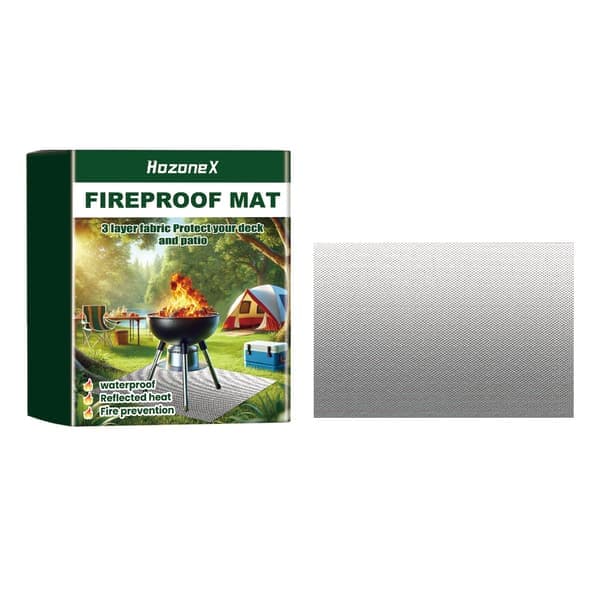 152*99 cm grillmat brandsäker uteplats vattentät skyddsmatta för grill Silver