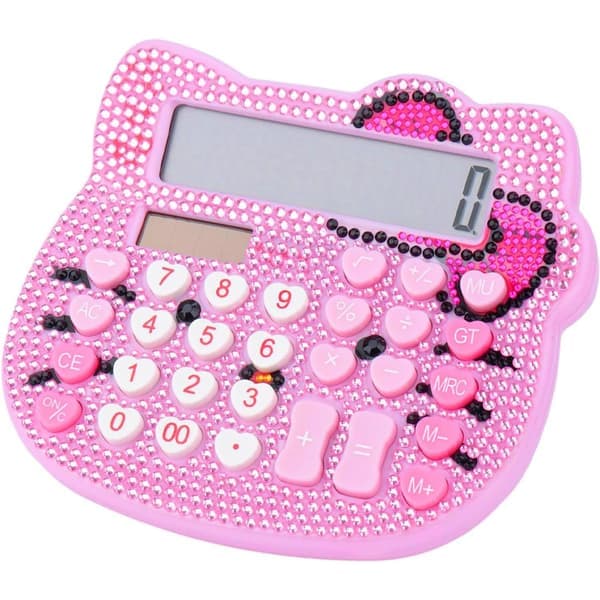 Women's Calculator 12-Digit Desktop Calculator with Large LCD Display and Sensitive Buttons Solar and Battery Powered Dual Power Pink