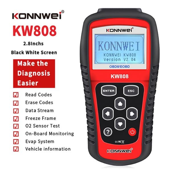 KONNWEI KW808 Auto OBDII Kodeavleser 2,8\" Stor Skjerm OBD2 Skanner Sjekk Bil Motorlys Feilkodeanalysator