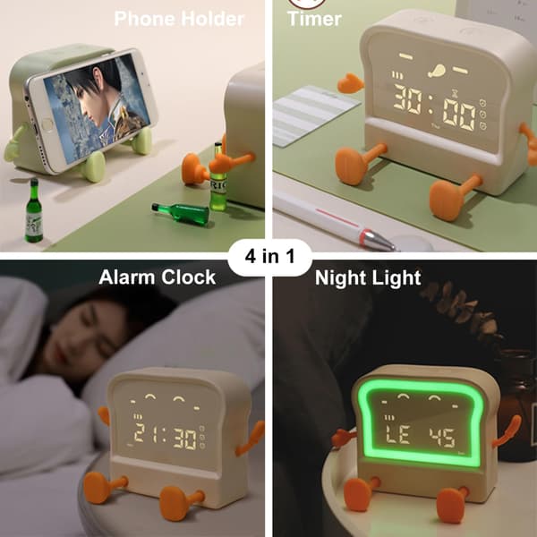 4-in-1 Kids Alarm Clock - With Timer, Colorful Night Light, Countdown & Alarm Clock