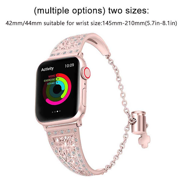 Silver Bling Kompatibel med Apple Watch Rhinestone Band, Dressy Glitter Diamond Metall Armband Fancy Rem för Iwatch Serie 4 3 2 1 38mm Silver