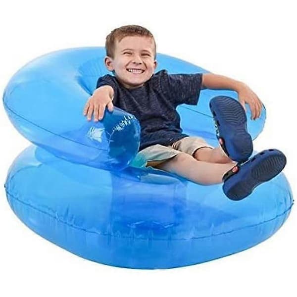 1-Pack Transparent Uppblåsbar Soffa, Portabel PVC Vattenleksoffa, Barnleksakssäte, Blå
